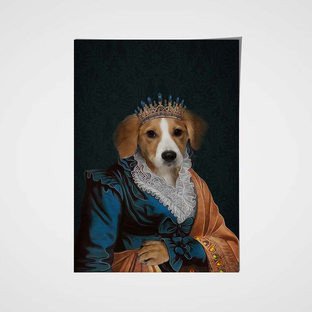 The Elegant Queen Custom Pet Portrait Poster - Noble Pawtrait