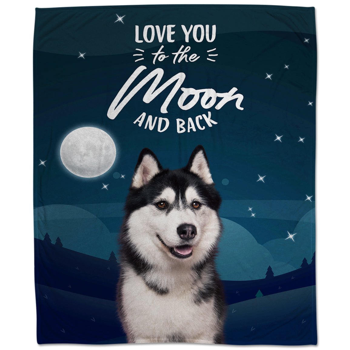 Love You To The Moon And Back Custom Pet Fleece Blanket - Noble Pawtrait