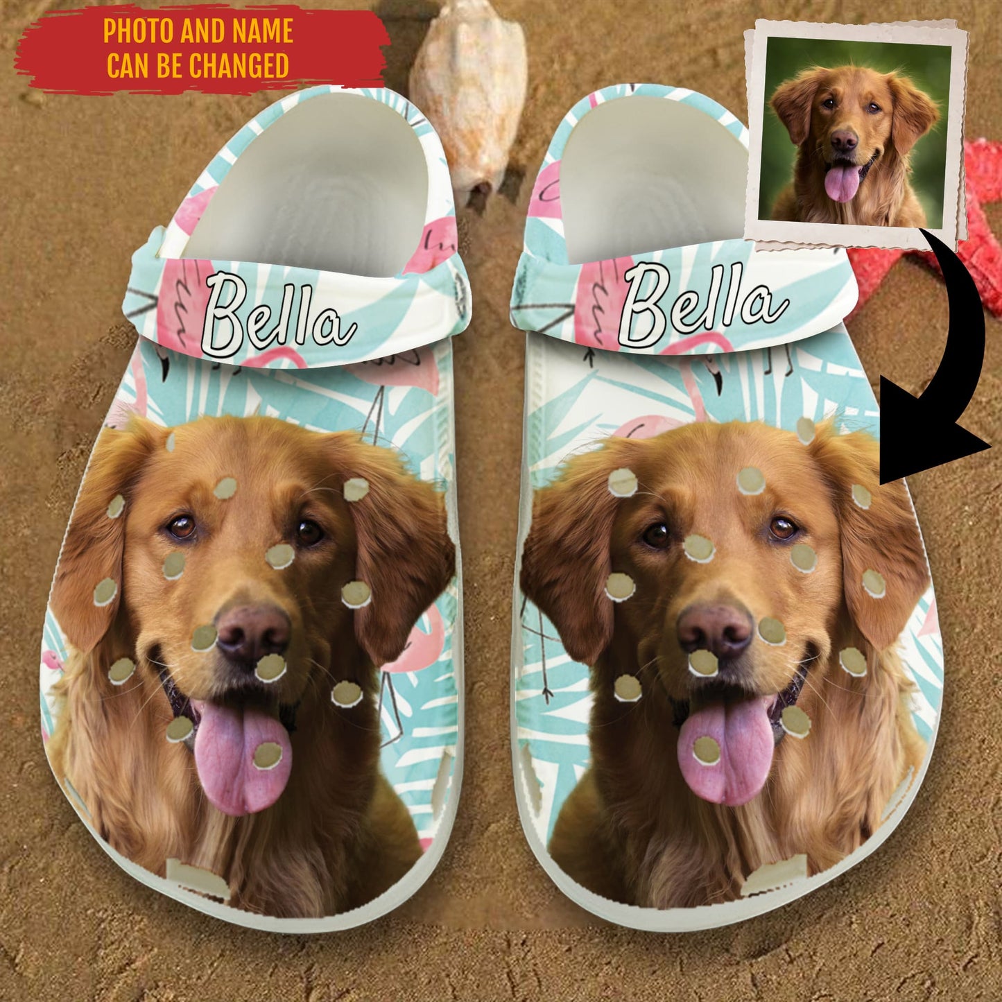 Custom Clogs With Pet Face | Personalized Gift For Pet Lovers | Flamingo Photo