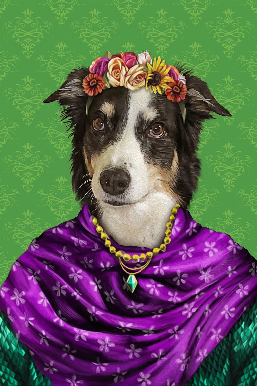 The Floral Custom Pet Portrait Digital Download - Noble Pawtrait
