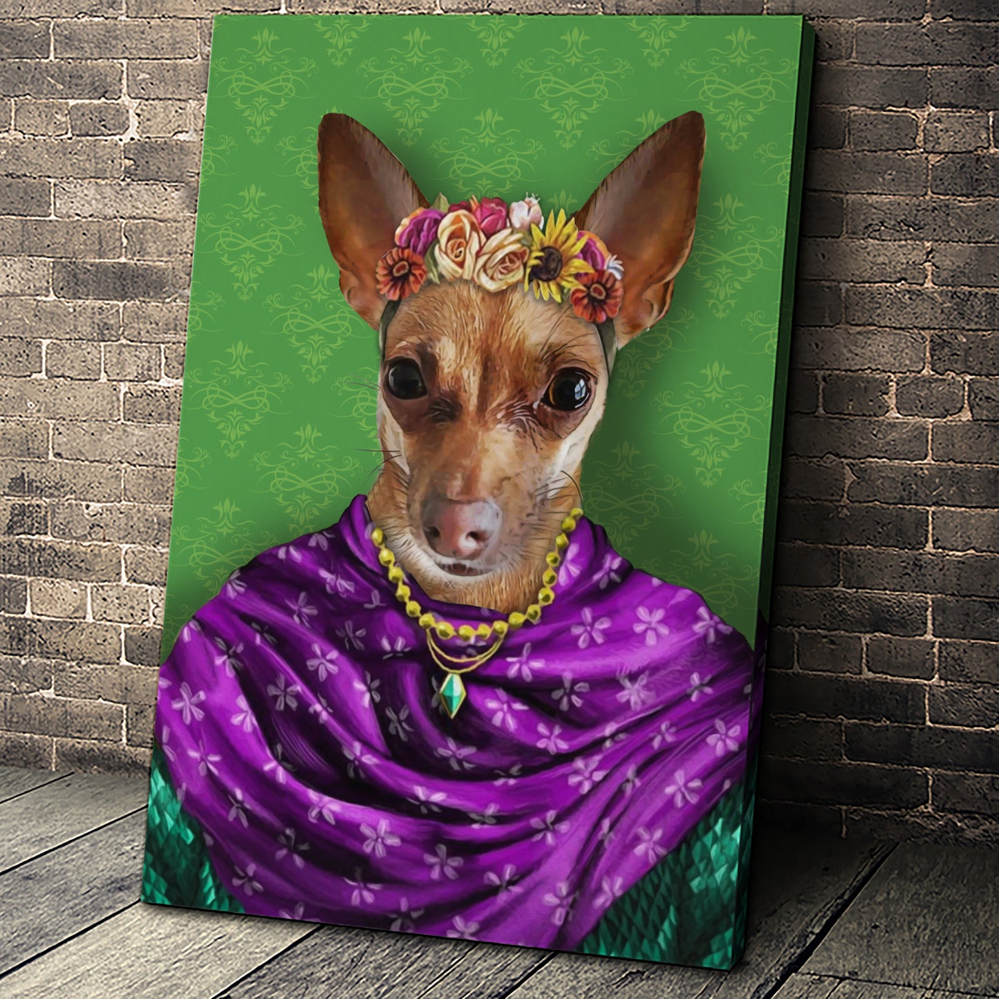 The Floral Custom Pet Portrait - Noble Pawtrait