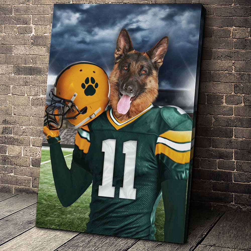 The Green Bay Fan Custom Canvas Pet Portrait - Noble Pawtrait