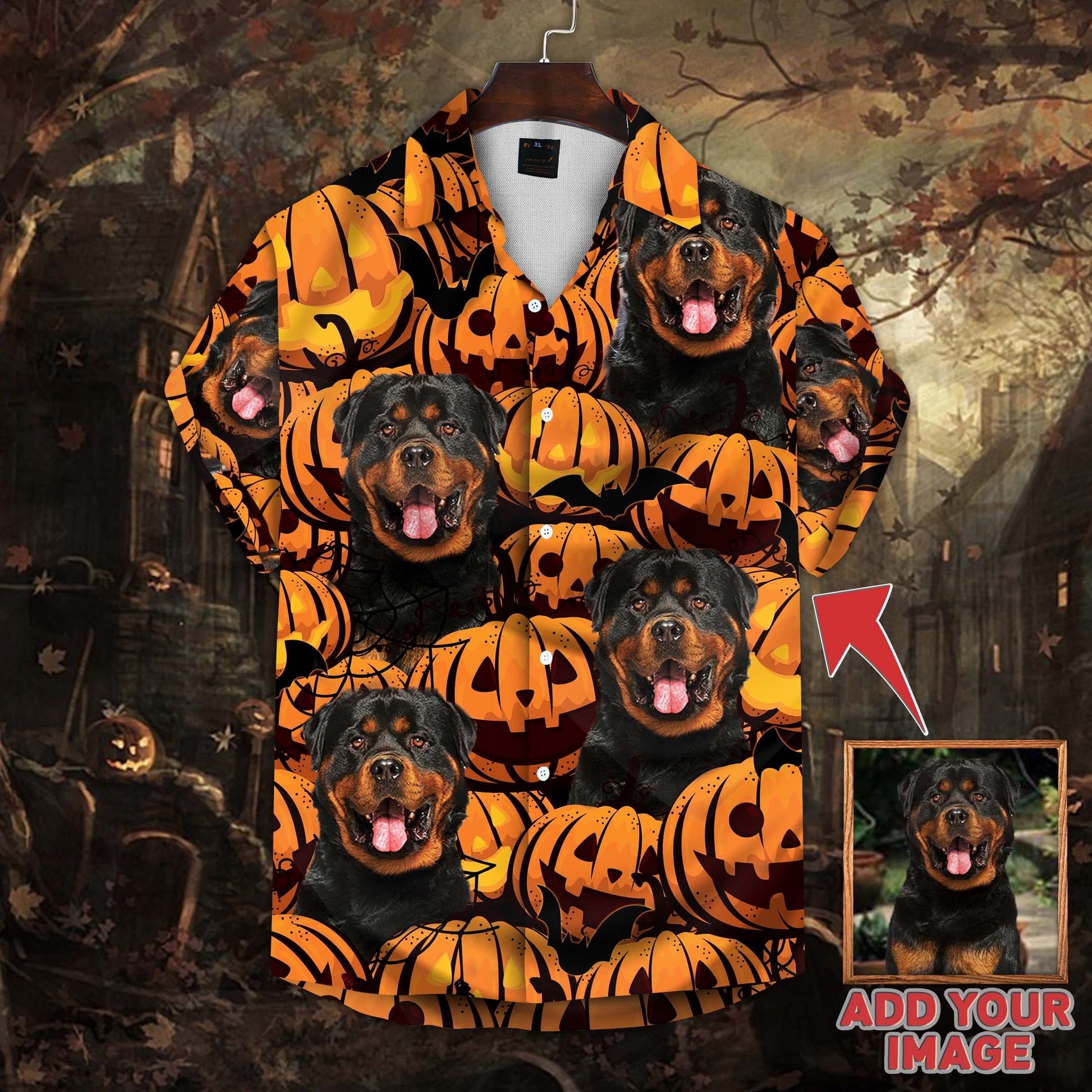 Halloween Shirt Custom Pumpkin Pattern  (Black Color) - Noble Pawtrait