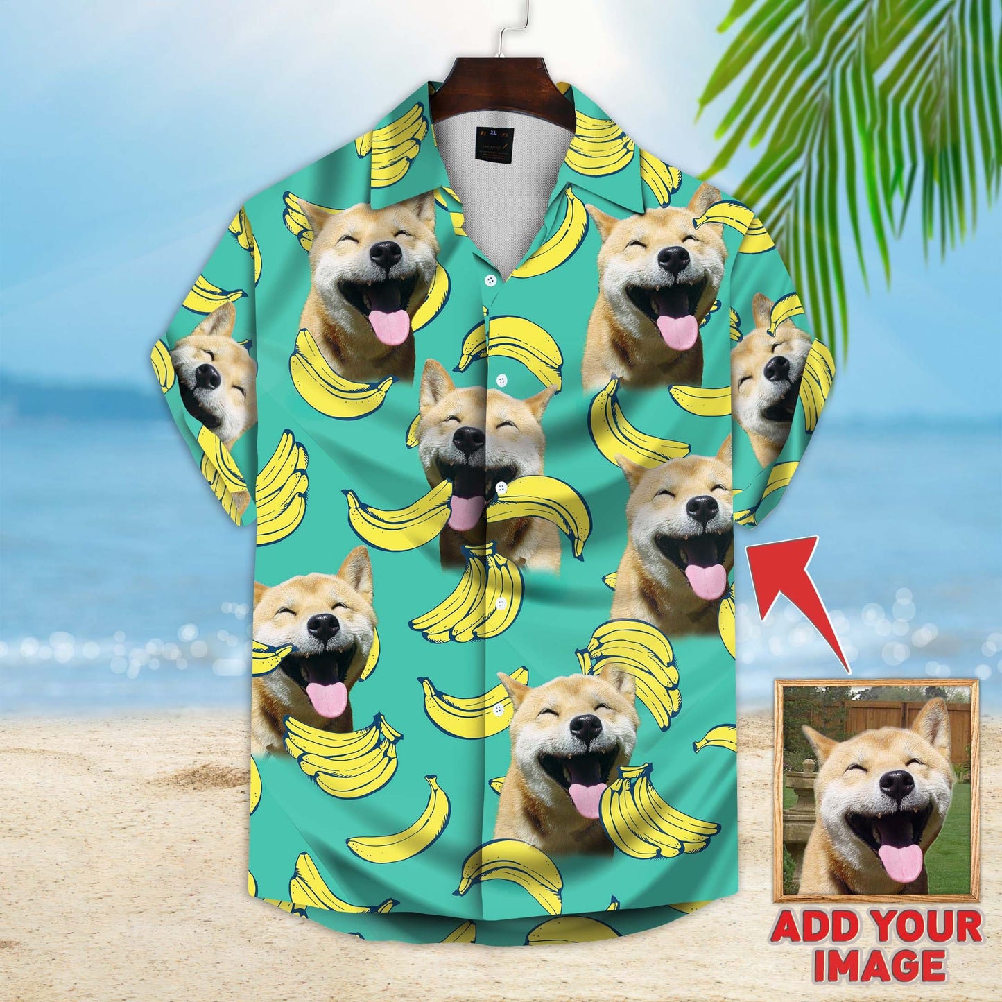 Custom Banana Pattern Short-Sleeve Hawaiian Shirt (Mint Color) - Noble Pawtrait