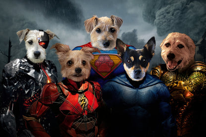 The Justice Heroes Custom Pet Portrait Digital Download - Noble Pawtrait
