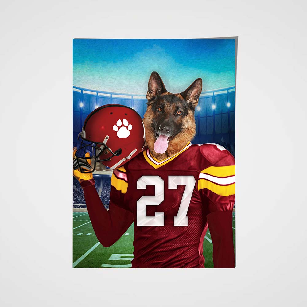 Custom American Football Dog Portrait . Kansas City Jersey Pet 