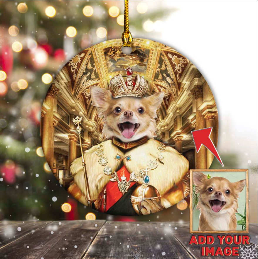 The King Custom Pet Ornament 2-Sided - Noble Pawtrait