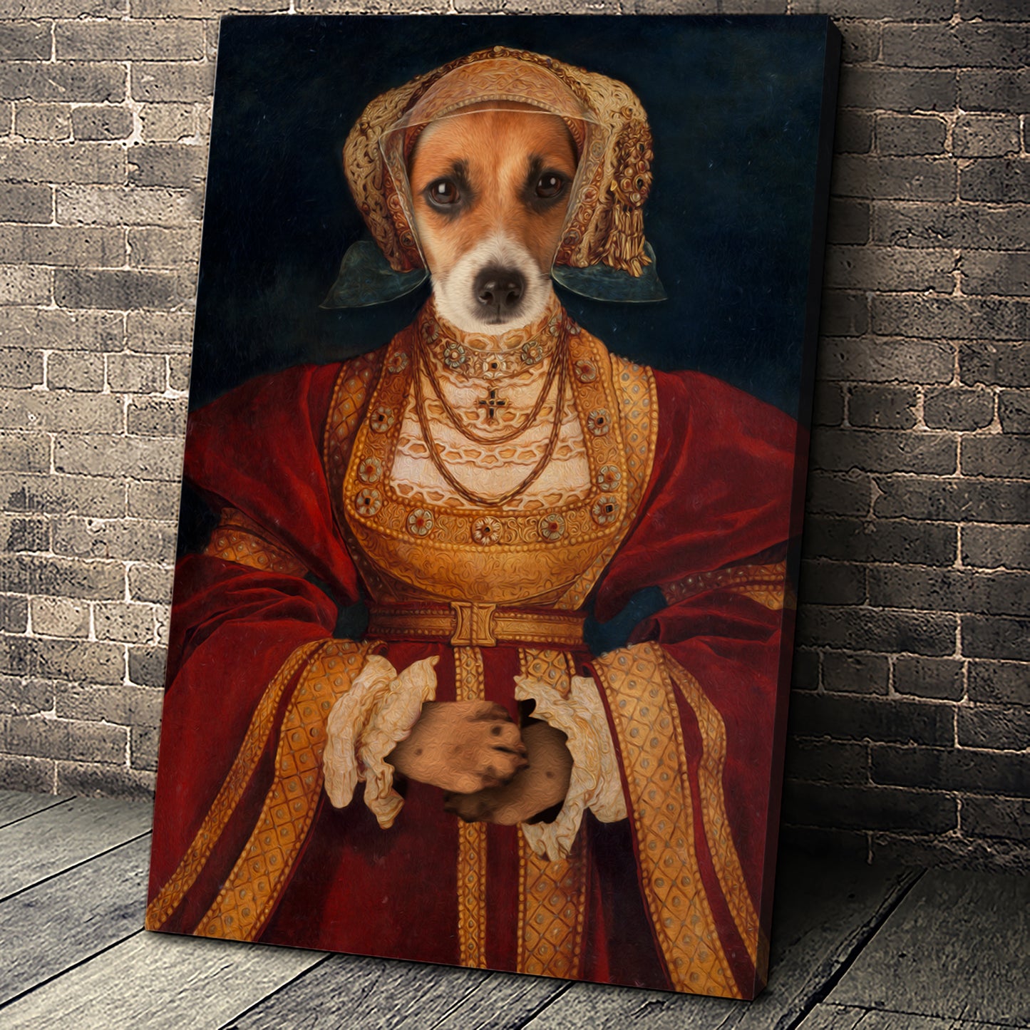 Lady in Orange Custom Pet Portrait - Noble Pawtrait