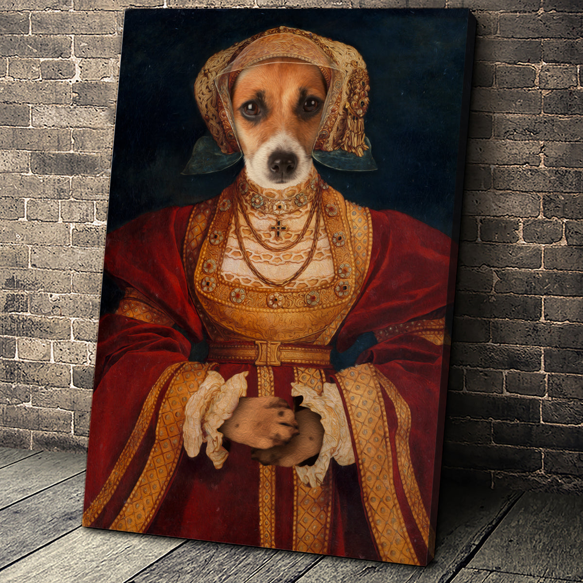 Lady in Orange Custom Pet Portrait - Noble Pawtrait