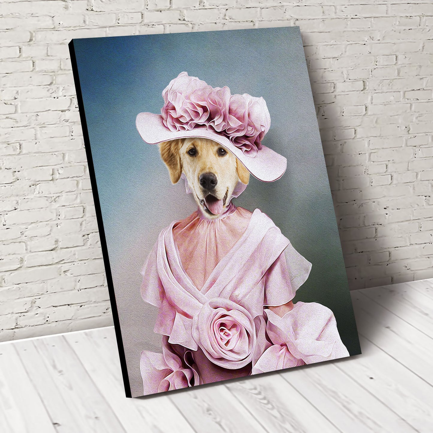 The Rosy Lady Custom Pet Portrait Canvas - Noble Pawtrait