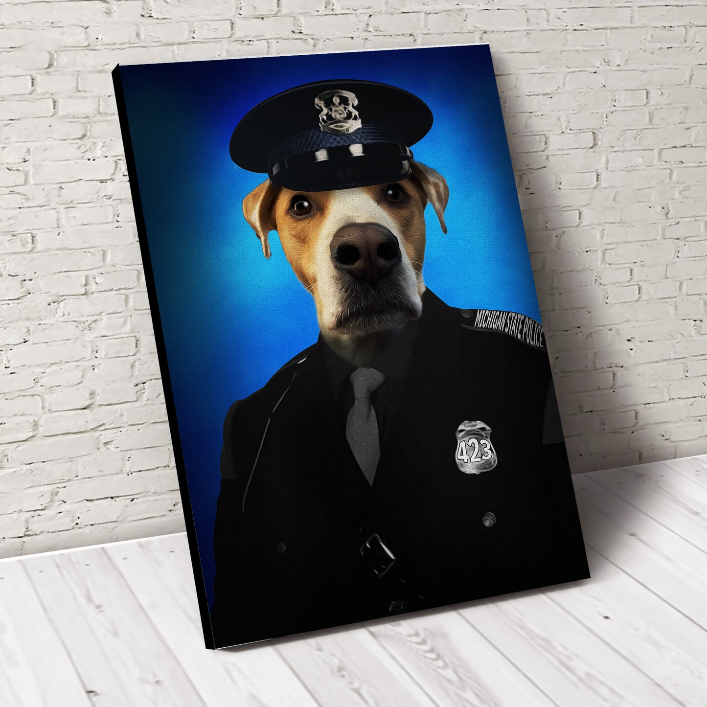 The Police Paw Custom Pet Portrait Canvas - Noble Pawtrait