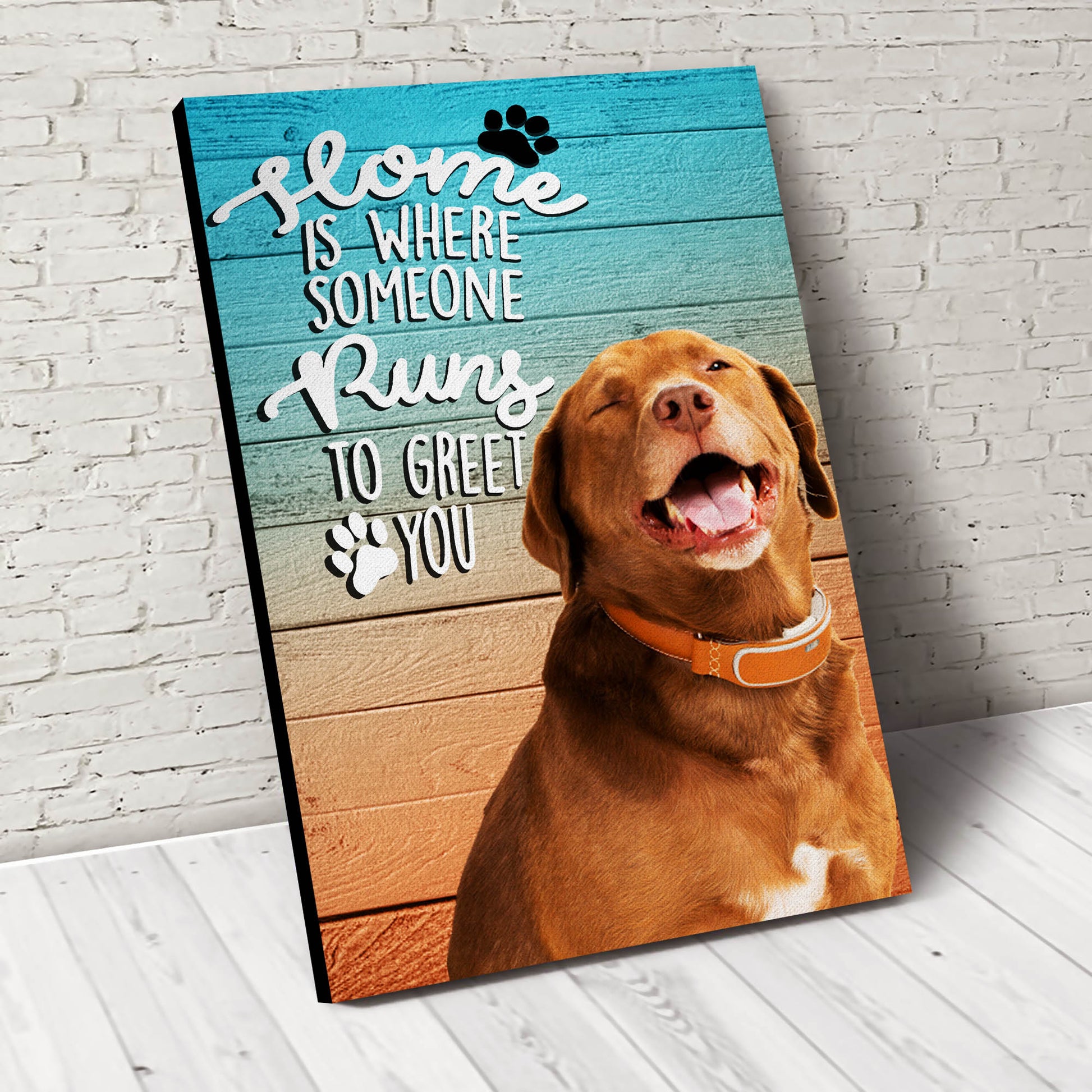 Home is where someone runs Custom Pet Portrait Canvas - Noble Pawtrait