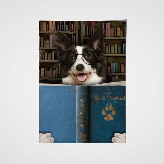 The Book Worm Custom Pet Portrait Poster - Noble Pawtrait