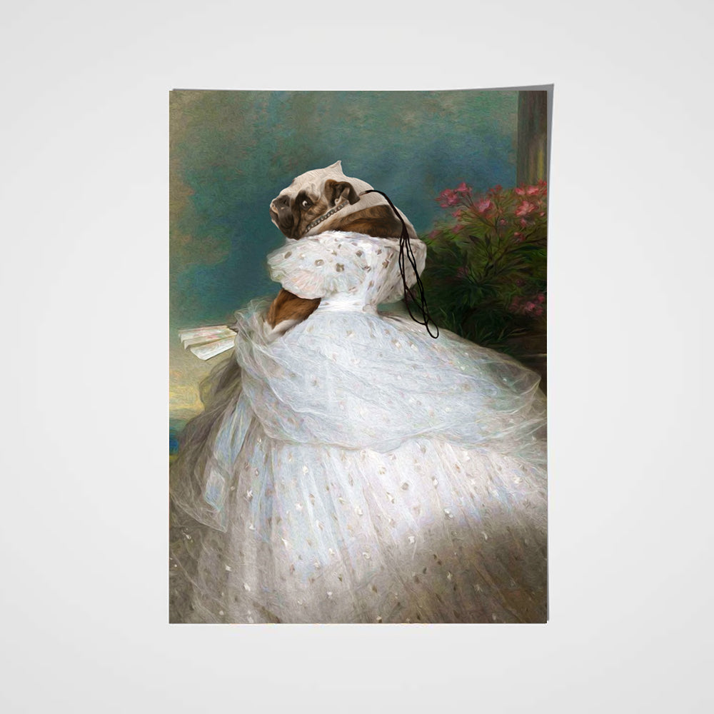 Lady in White Custom Pet Portrait Poster - Noble Pawtrait