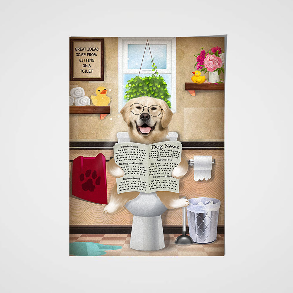 The Bathroom Reader Custom Pet Portrait Poster - Noble Pawtrait