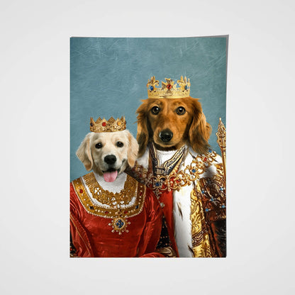 Royal King and Queen Custom Pet Portrait Poster - Noble Pawtrait