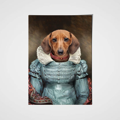 The Red Pearl Lady Custom Pet Portrait Poster - Noble Pawtrait