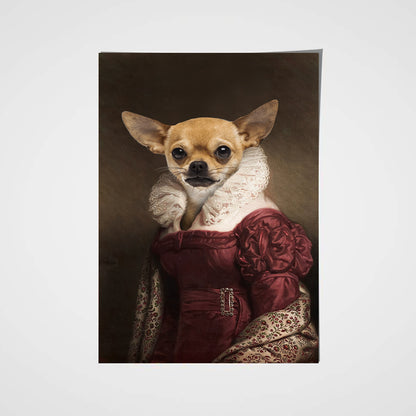 The Lady in Red Custom Pet Portrait Poster - Noble Pawtrait