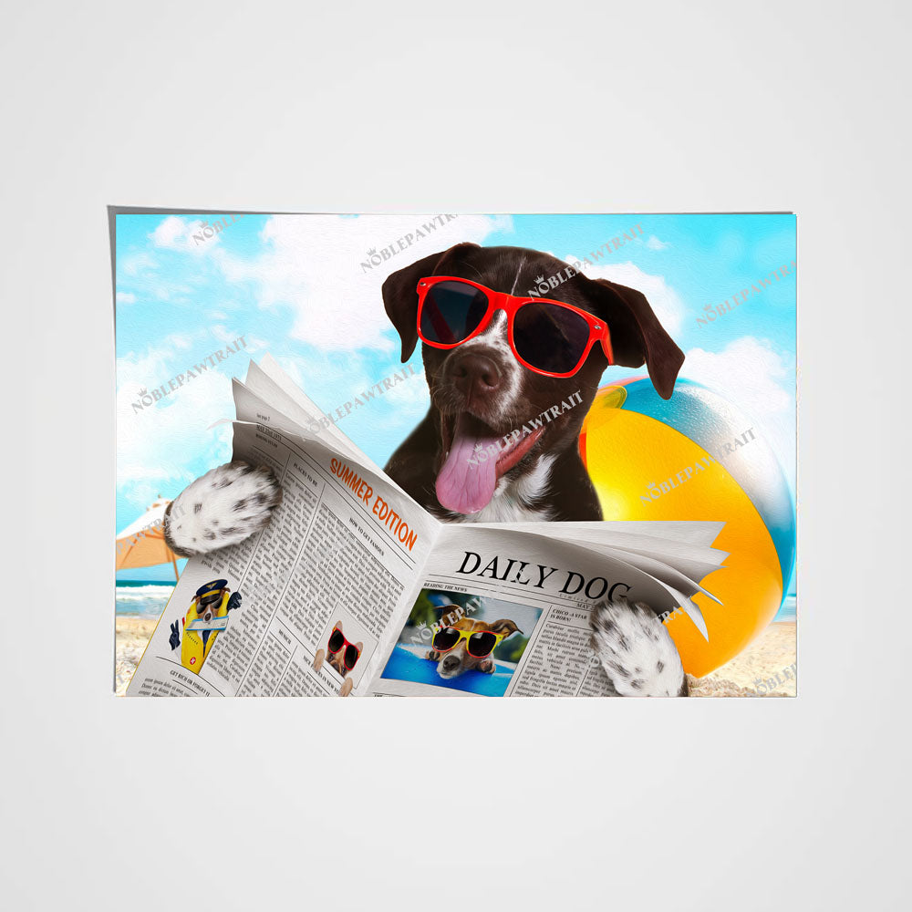 Summer Dog Newspaper Custom Pet Portrait - Noble Pawtrait