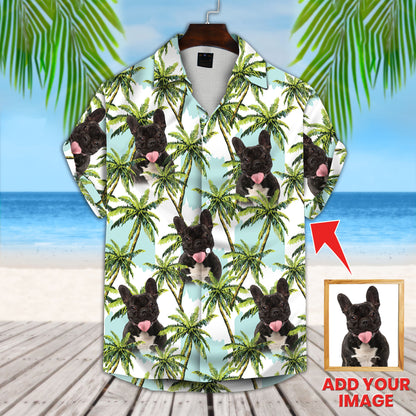 Custom Hawaiian Shirt With Pet Face | Personalized Gift For Pet Lovers | Floral Summer With Palm Trees Pattern Aloha Shirt