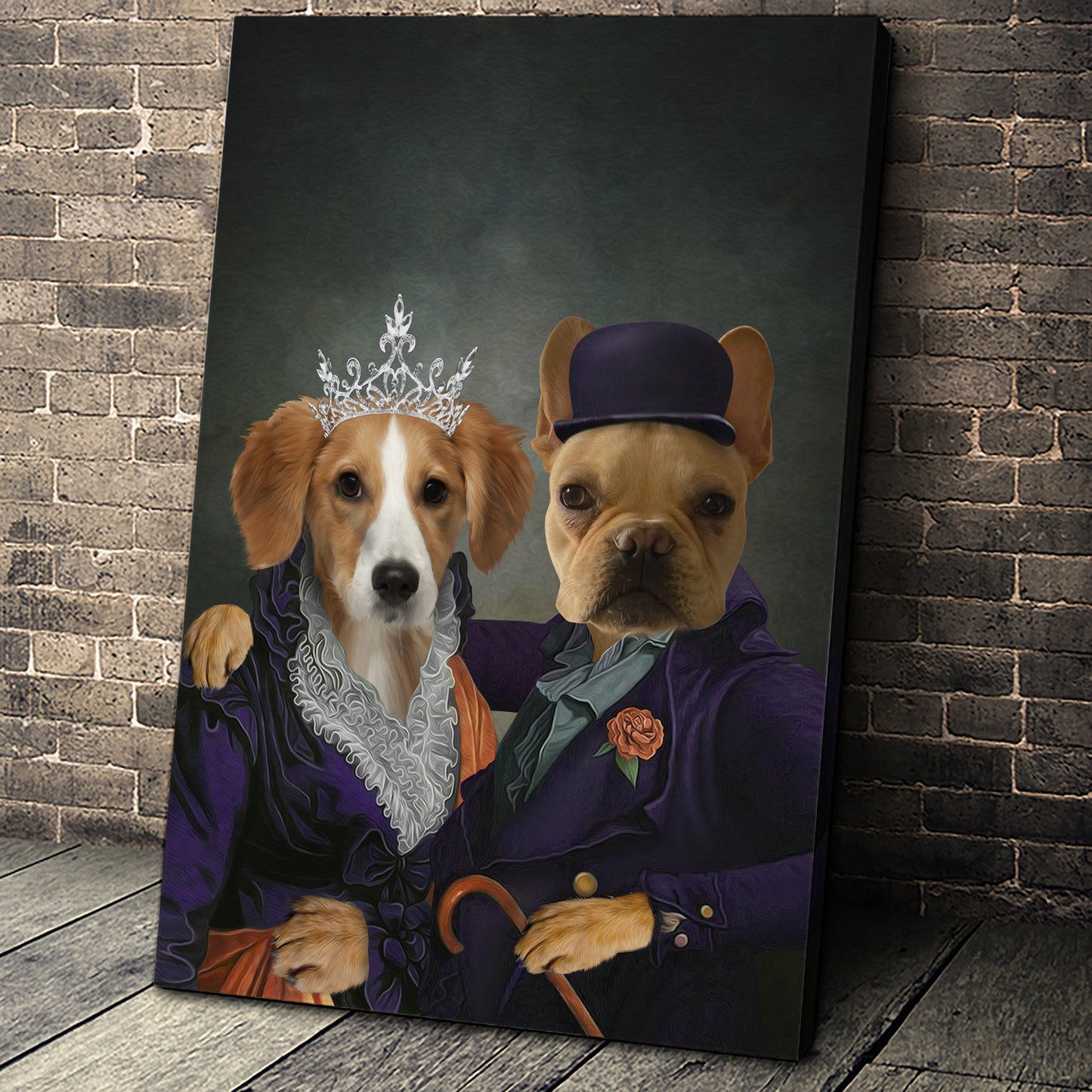 Mrs and Mr. Happy Custom Pet Portrait Canvas - Noble Pawtrait