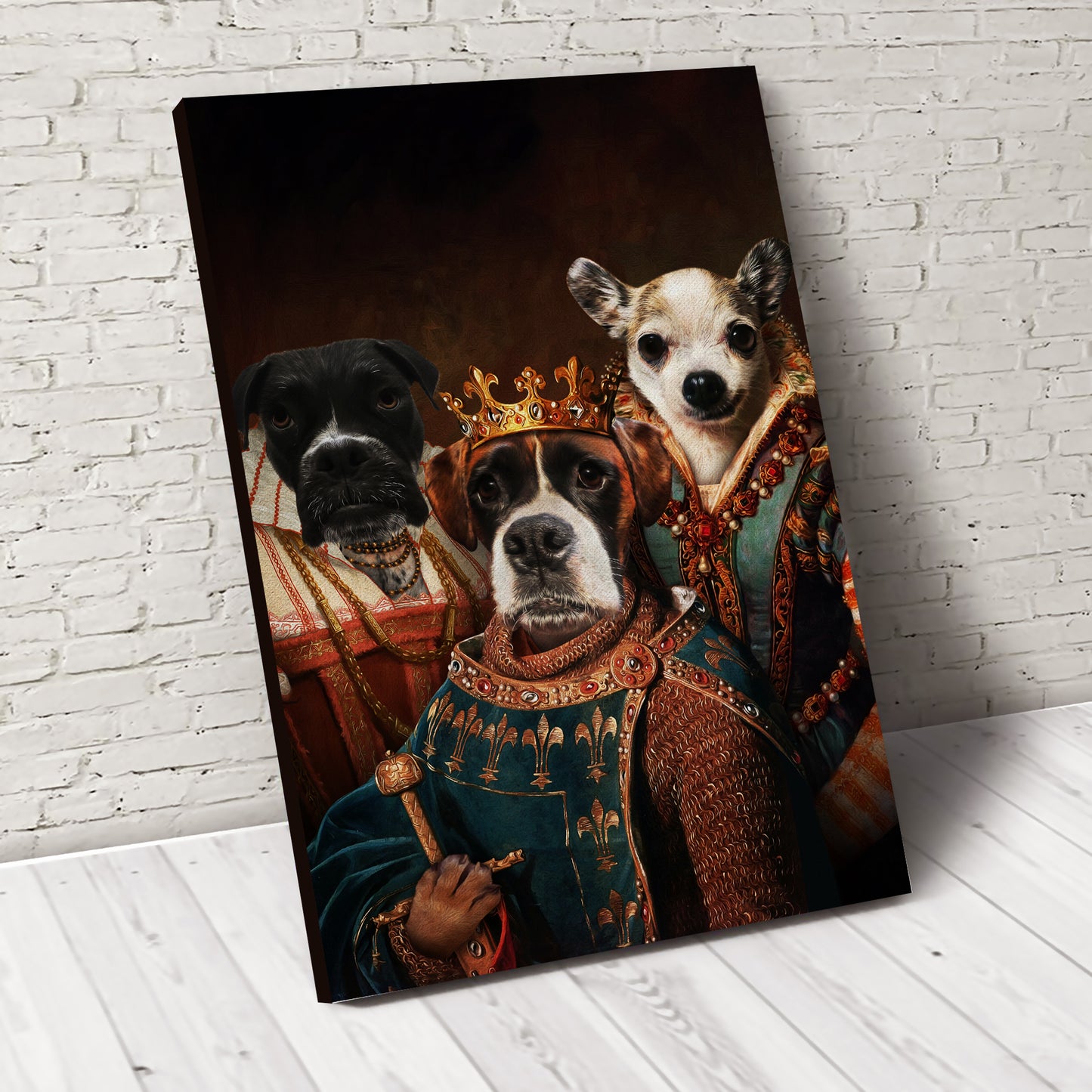 The Legend Trio Custom Pet Portrait Canvas - Noble Pawtrait