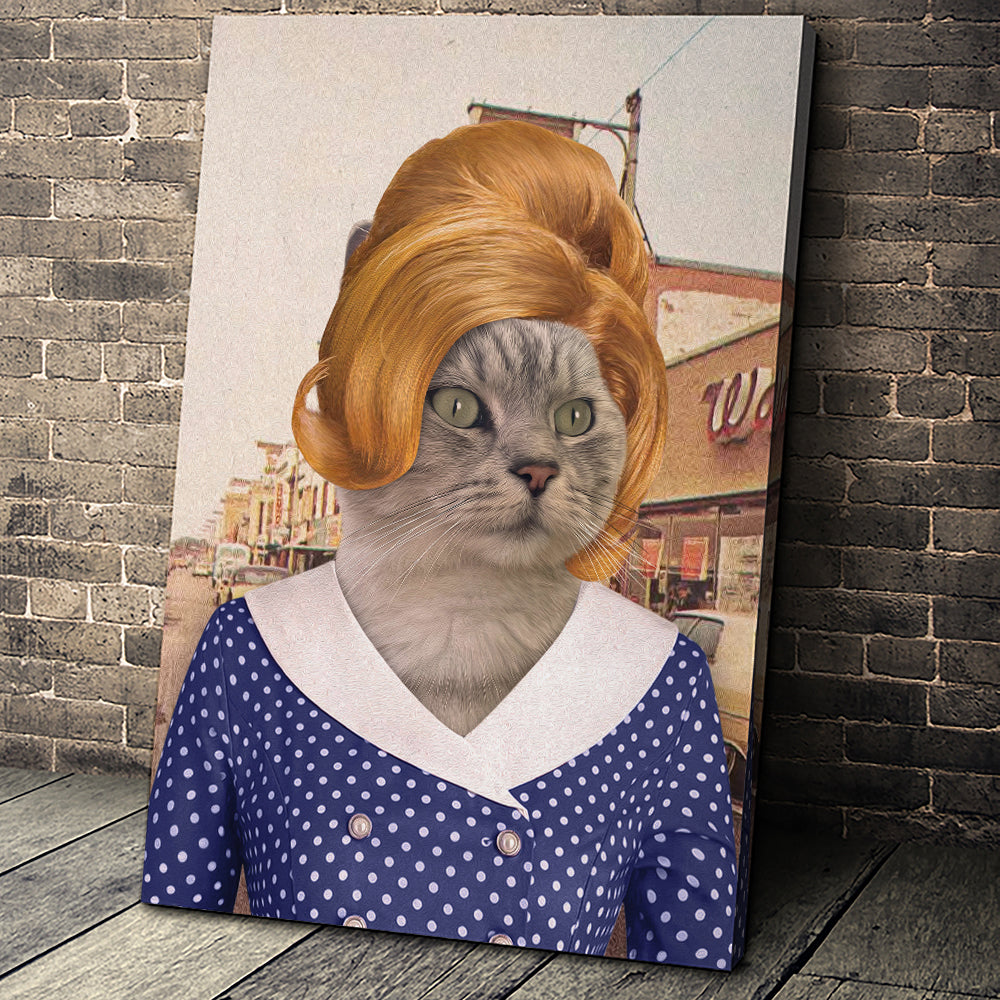 The Bouffant Lady Custom Pet Portrait Canvas - Noble Pawtrait