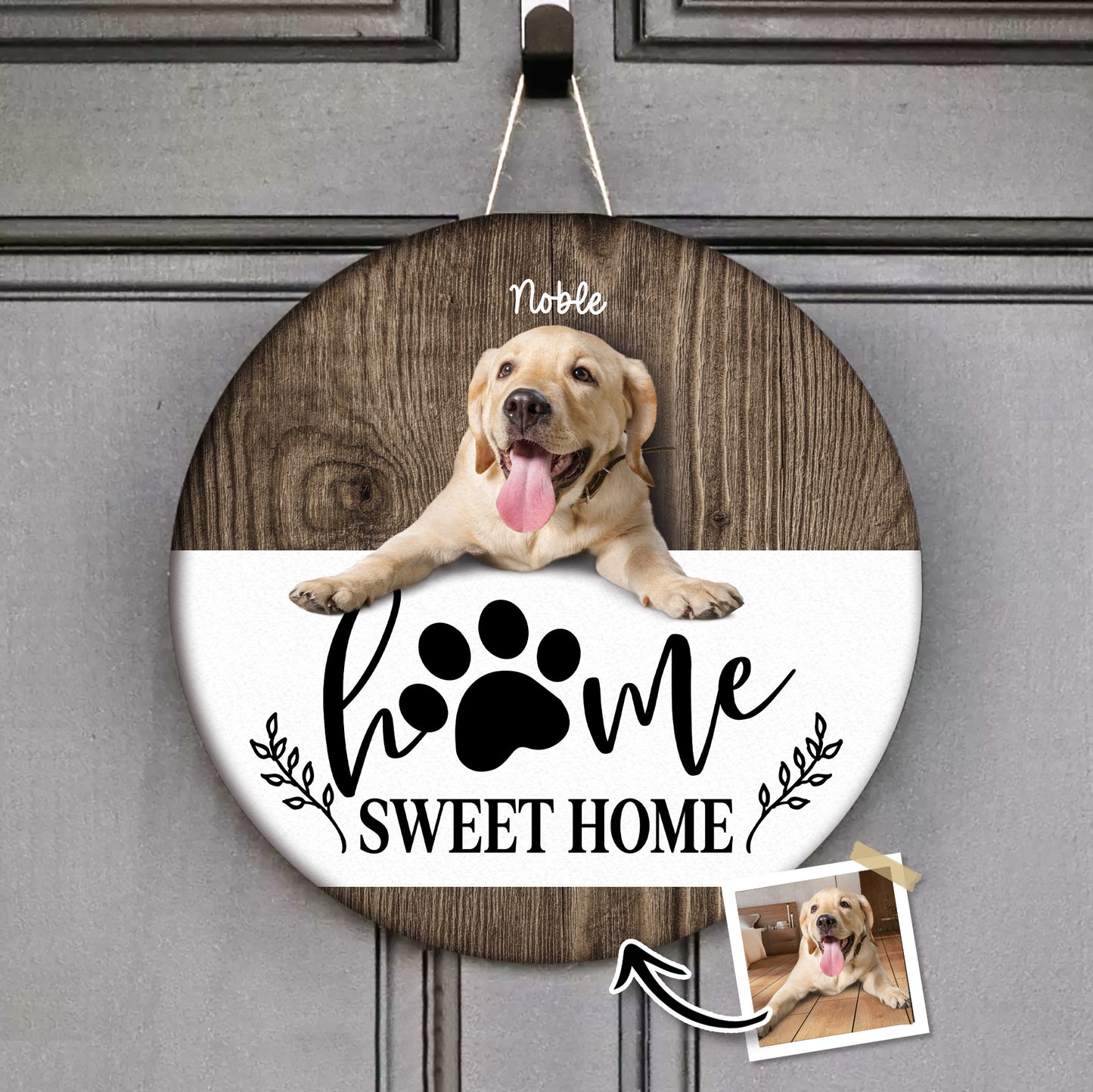 Home Sweet Home Custom Round Wood Sign Cadeau personnalisé pour les amoureux des animaux de compagnie