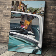 The Retro Driver Custom Pet Portrait Canvas - Noble Pawtrait