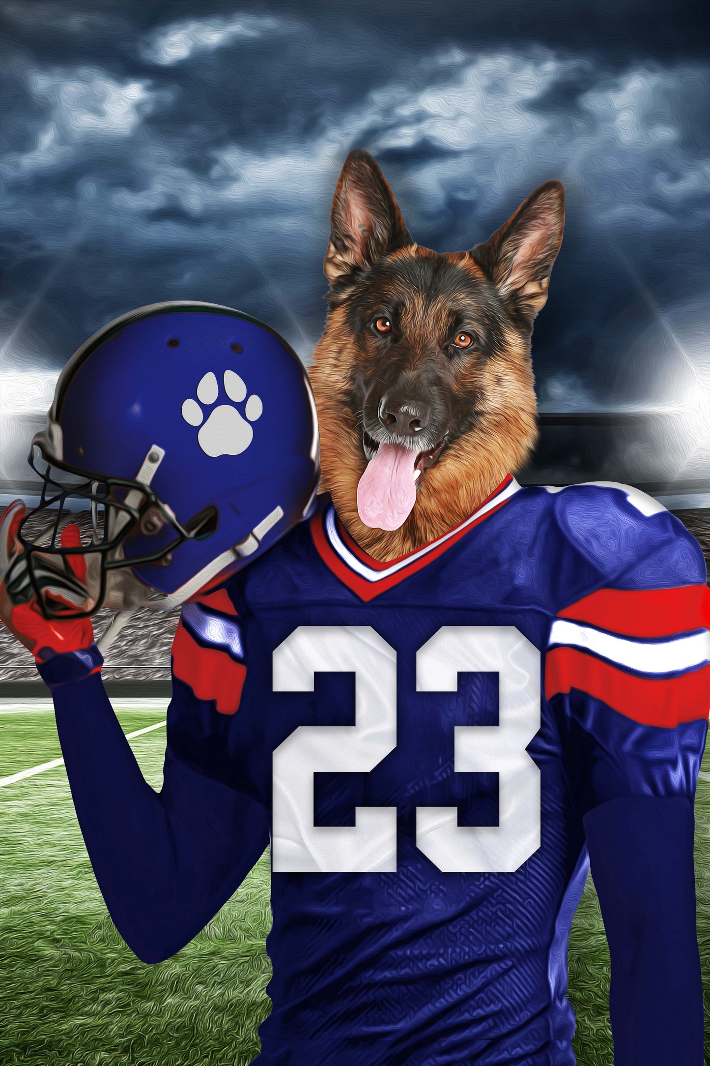 New York Giants Fan Custom Digital Download Pet Portrait - Noble Pawtrait