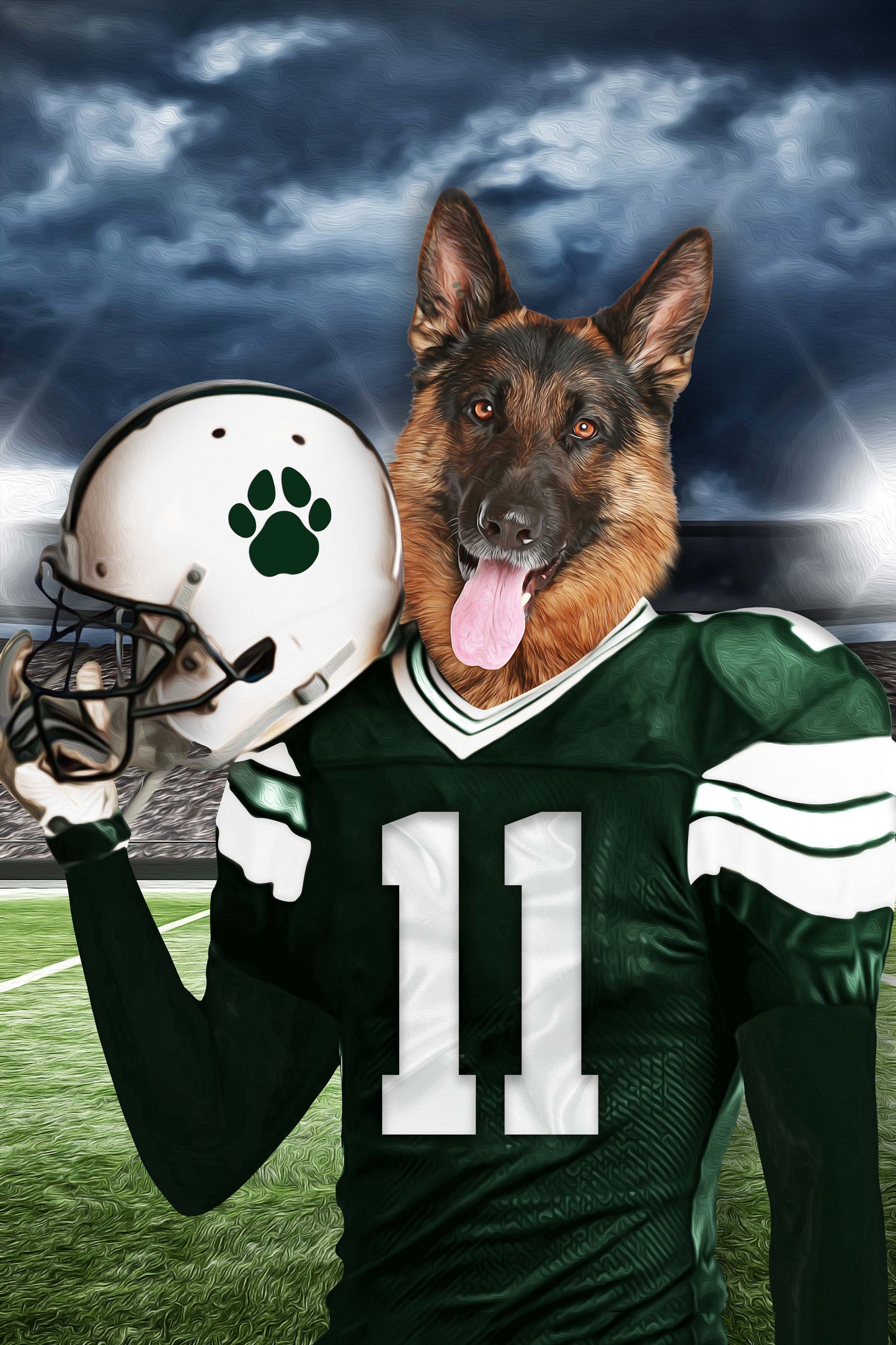 Custom American Football Pet Portrait Sports Pet Portrait 