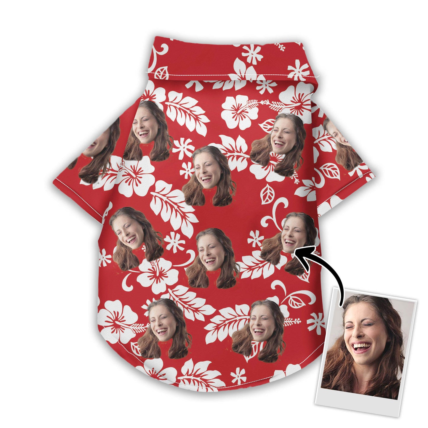 Chemise hawaïenne personnalisée pour animal de compagnie à motif rouge