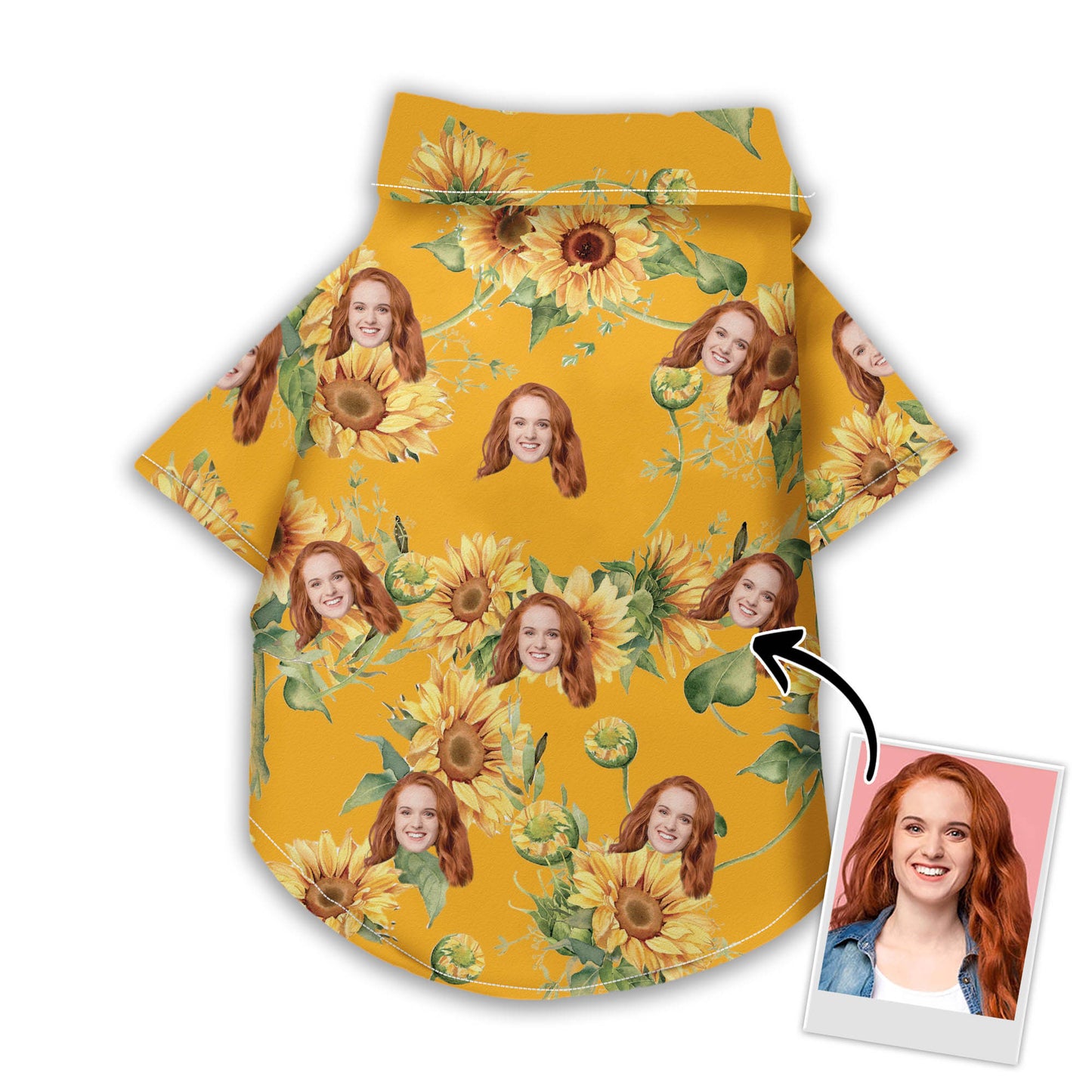 Custom Hawaiian Shirt For Pet Orange Sunflower Pattern