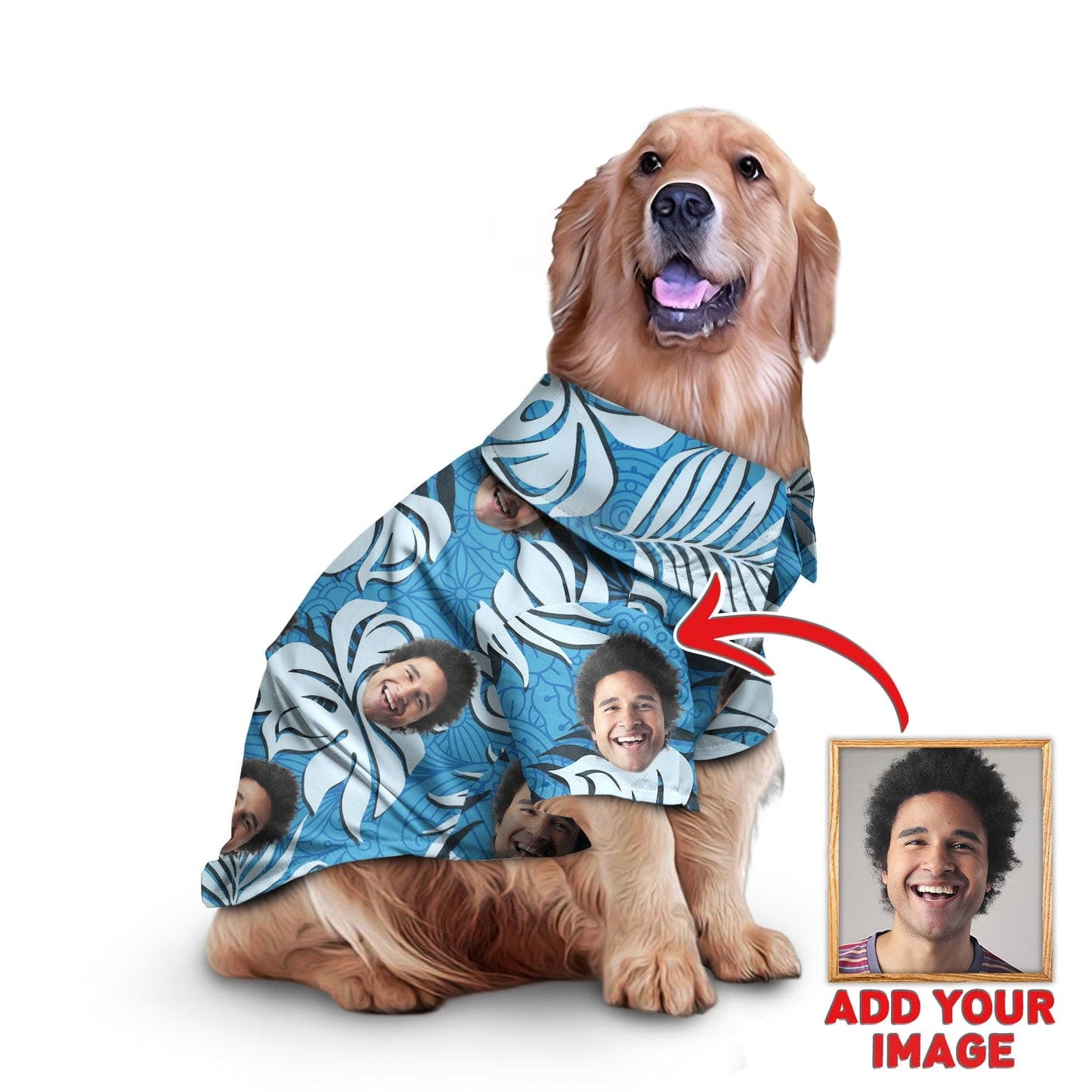 Custom Hawaiian Shirt For Pet Leaves & Flowers Pattern (Blue Color)