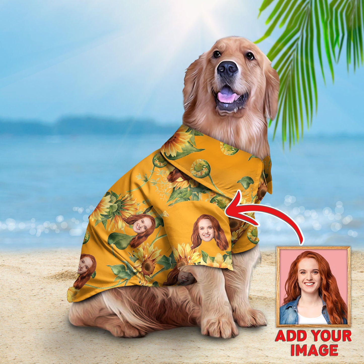 Custom Hawaiian Shirt For Pet Orange Sunflower Pattern