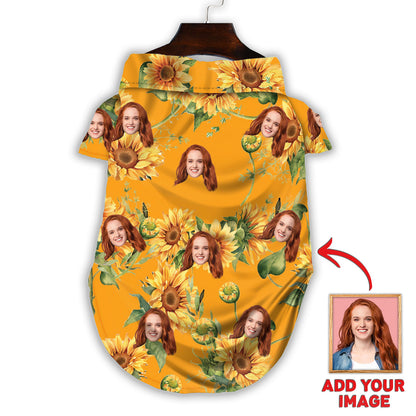 Custom Hawaiian Shirt For Pet Orange Sunflower Pattern