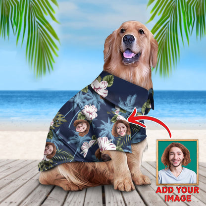 Custom Hawaiian Shirt For Pet White and Blue Floral Pattern