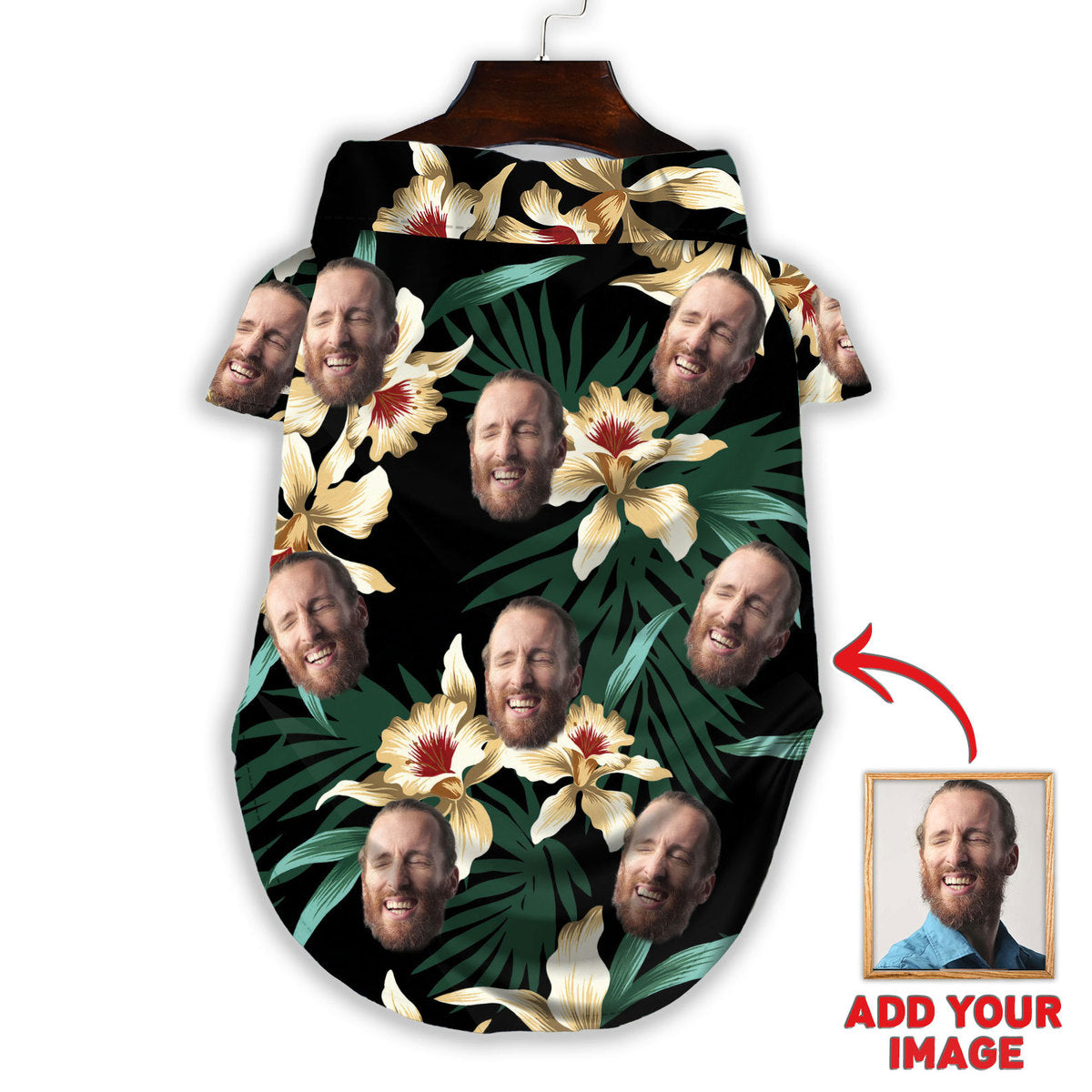 Custom Hawaiian Shirt For Pet Floral and Dark Green Pattern