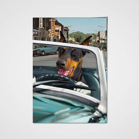 The Retro Driver Custom Pet Portrait Poster - Noble Pawtrait
