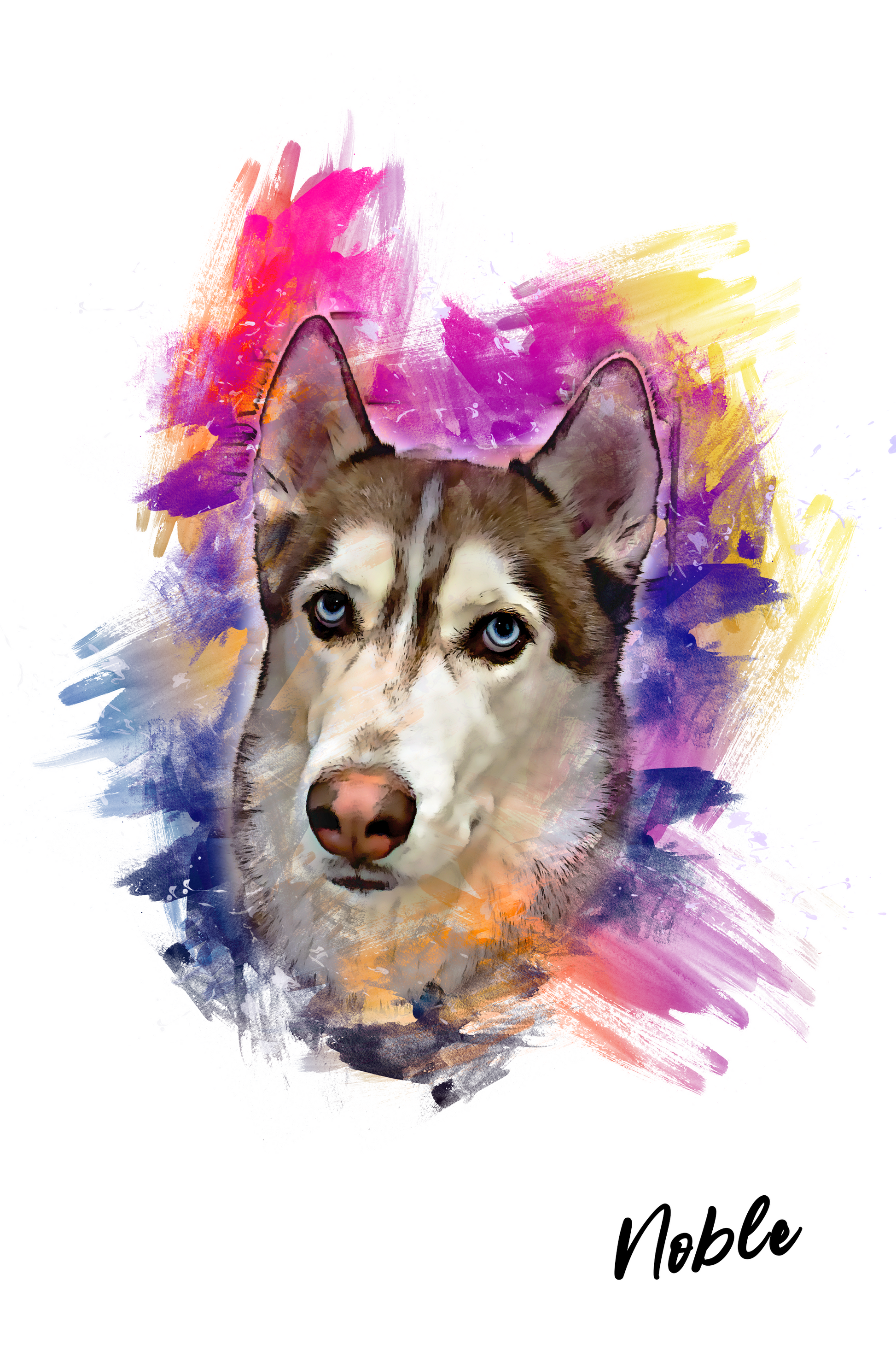 Watercolor Portrait Custom Pet Portrait - Noble Pawtrait