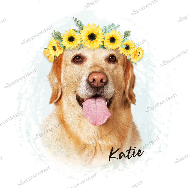 Sunflower Crown Watercolor Custom Pet Mug - Noble Pawtrait