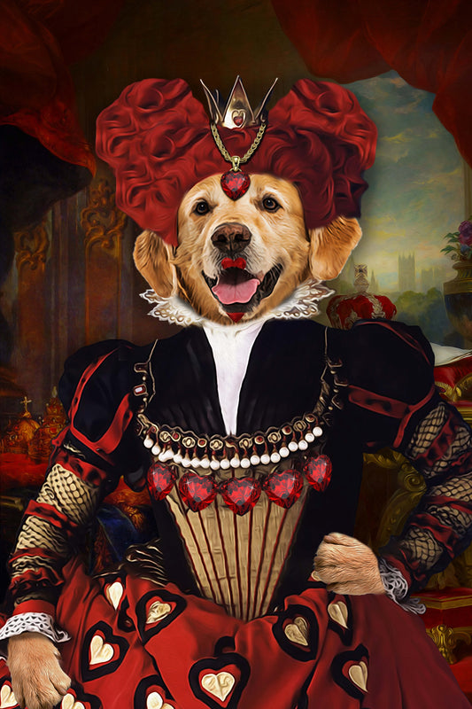 The Red Queen Custom Pet Portrait Digital Download - Noble Pawtrait