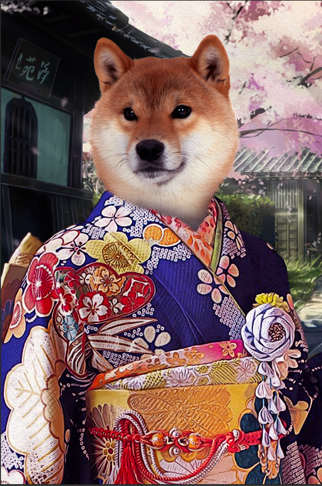 The Kimono Custom Pet Portrait - Noble Pawtrait