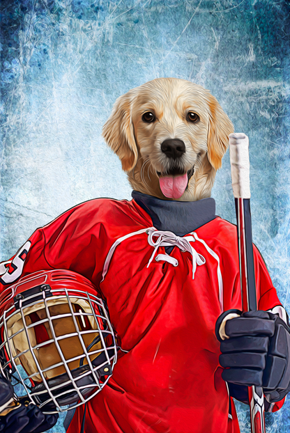 The Ice Hockey Player Custom Digital Download Pet Portrait - Noble Pawtrait