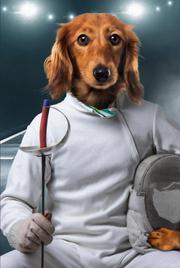 The Fencer Custom Pet Portrait Canvas - Noble Pawtrait