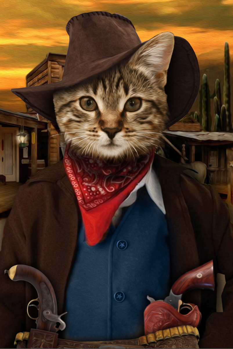 The Cowboy Custom Pet Portrait Digital Download - Noble Pawtrait