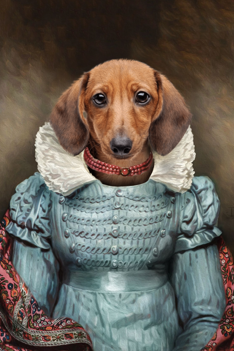The Red Pearl Lady Custom Pet Portrait Digital Download - Noble Pawtrait