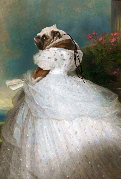 Lady in White Custom Pet Portrait Digital Download - Noble Pawtrait