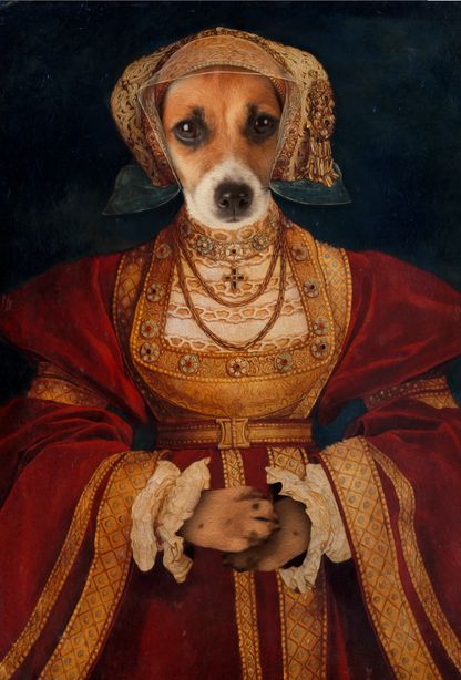 Lady in Orange Custom Pet Portrait Digital Download - Noble Pawtrait