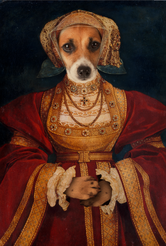 Lady in Orange Custom Pet Portrait Digital Download - Noble Pawtrait